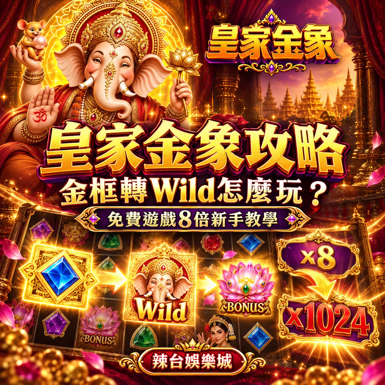 皇家金象攻略｜金框轉Wild怎麼玩免費遊戲8倍新手教學